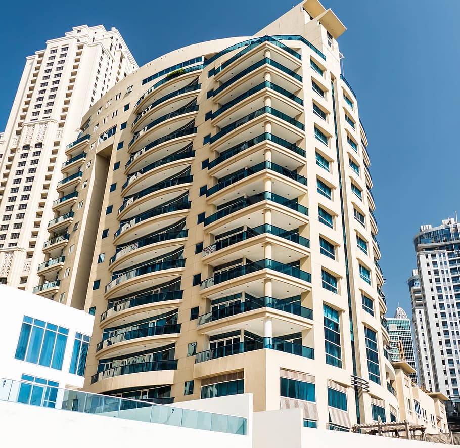 skyscraper, dubai, architecture, city, building, modern high rise building HD wallpaper