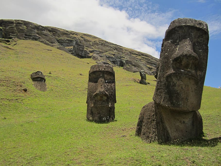 Moai Easter island, rapa nui, civilization, image, face, sculpture HD wallpaper