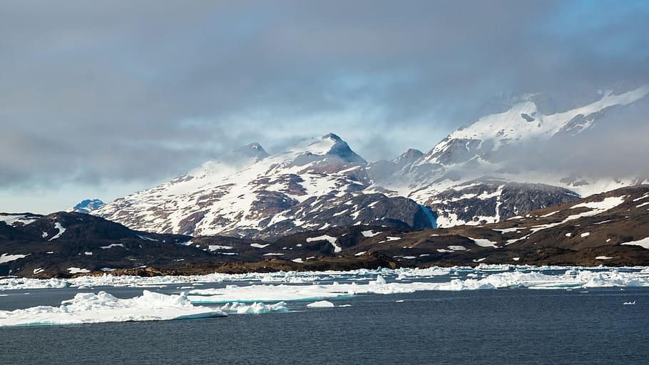 mountain, sea, wilderness, ice, landscape, nature, water, sky HD wallpaper