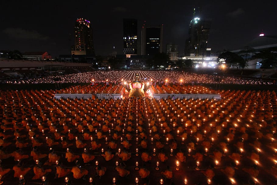 buddhists, monks, ceremony, convention, meeting, many, praying HD wallpaper