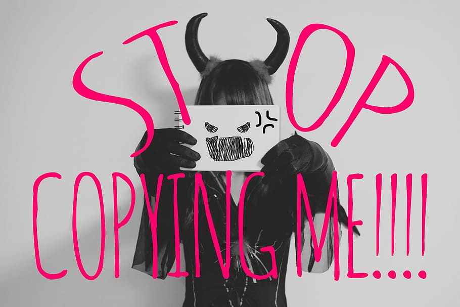 Stop Copying Me!!!, illustration, vector, people, halloween, pink color HD wallpaper