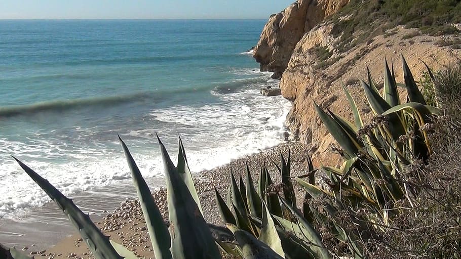 sea, rocks, landscape, beach, garraf, water, beauty in nature HD wallpaper