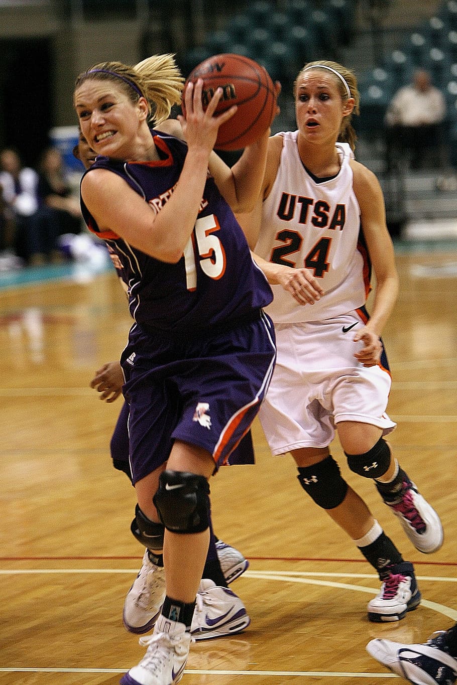 three women playing basketball, female, action, game, college
