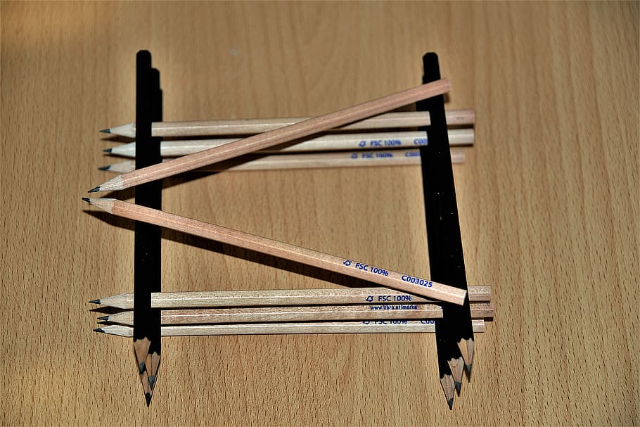 pile of brown pencils, hell, dark, stack, wood, pens, character devices HD wallpaper