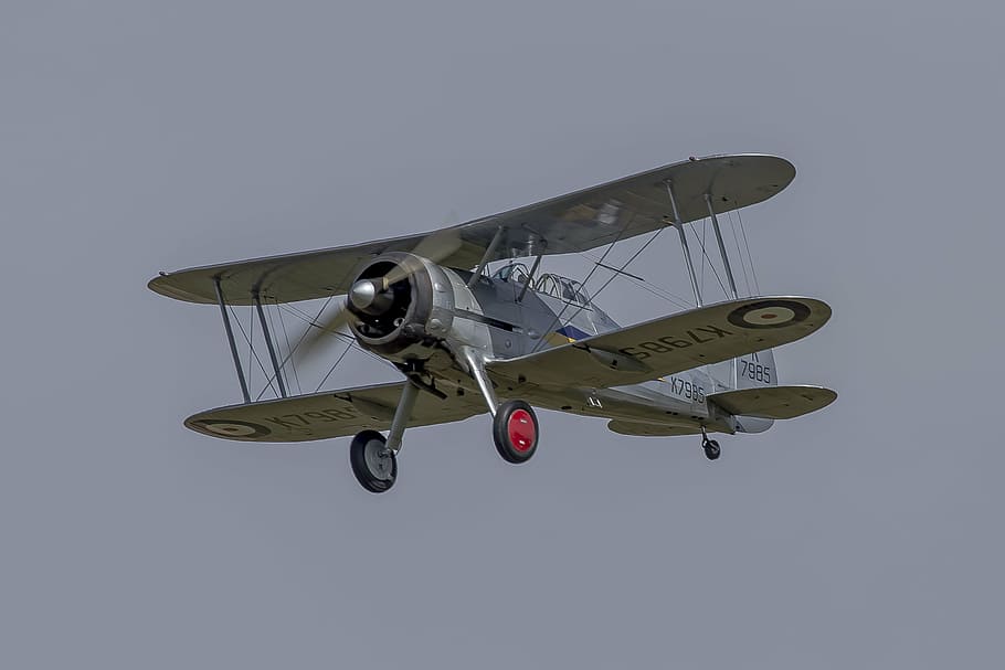 aviation, gloster, biplane, air vehicle, airplane, flying, mode of transportation HD wallpaper