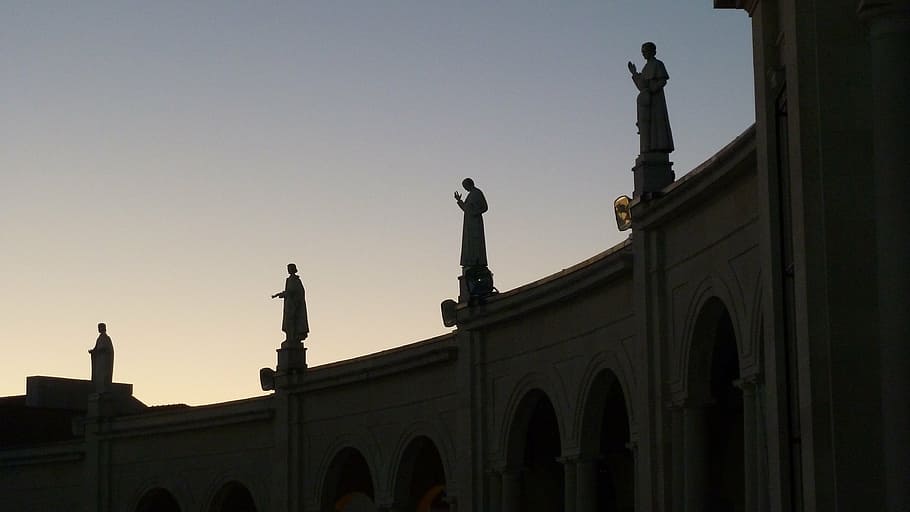 statues, silhouette, building, architecture, fatima, portugal HD wallpaper