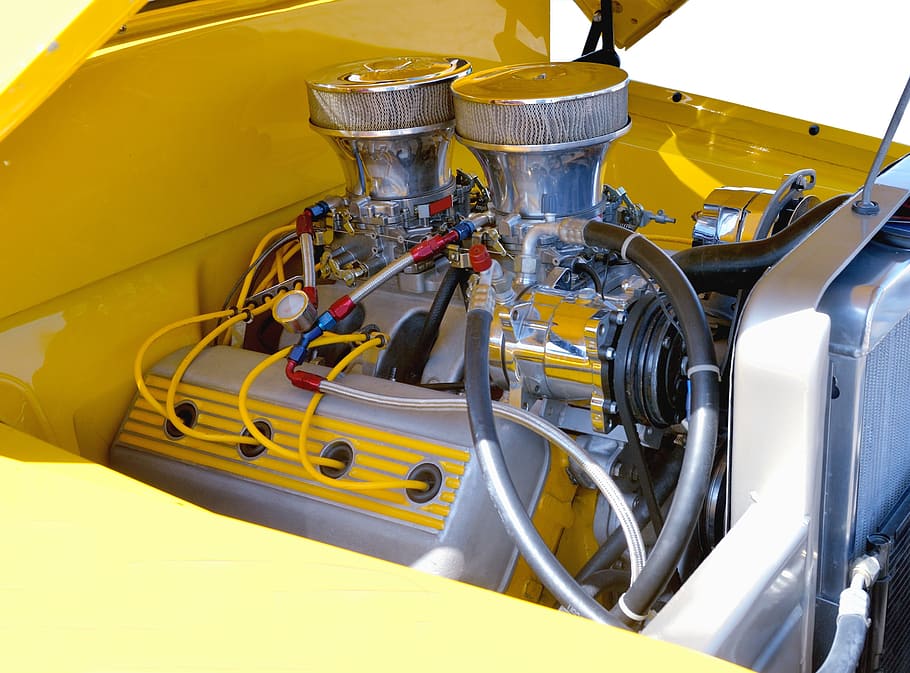customized, car engine, motor, retro, vehicle, transportation HD wallpaper