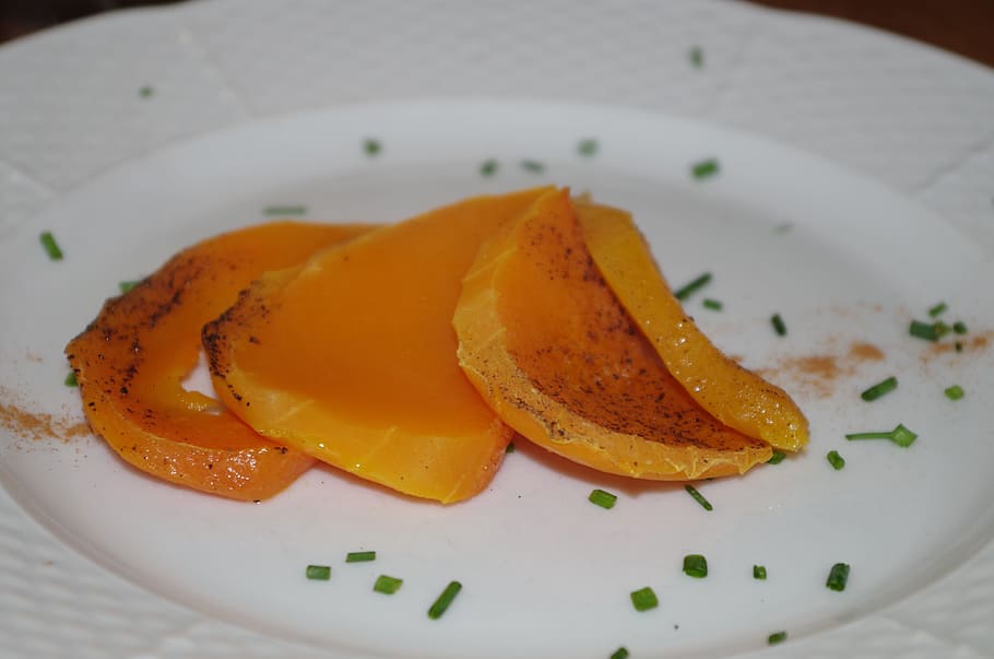 Pumpkin, Orange, Appetizer, Vegetables, serving, food, plate HD wallpaper