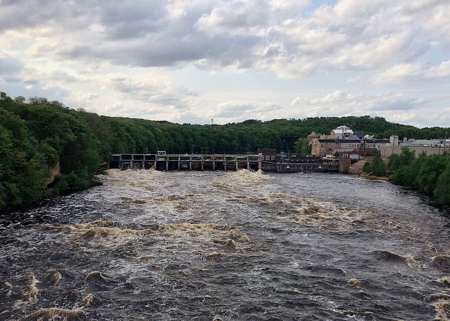 dam, river, hydroelectric, power, nature, water, cloud - sky HD wallpaper