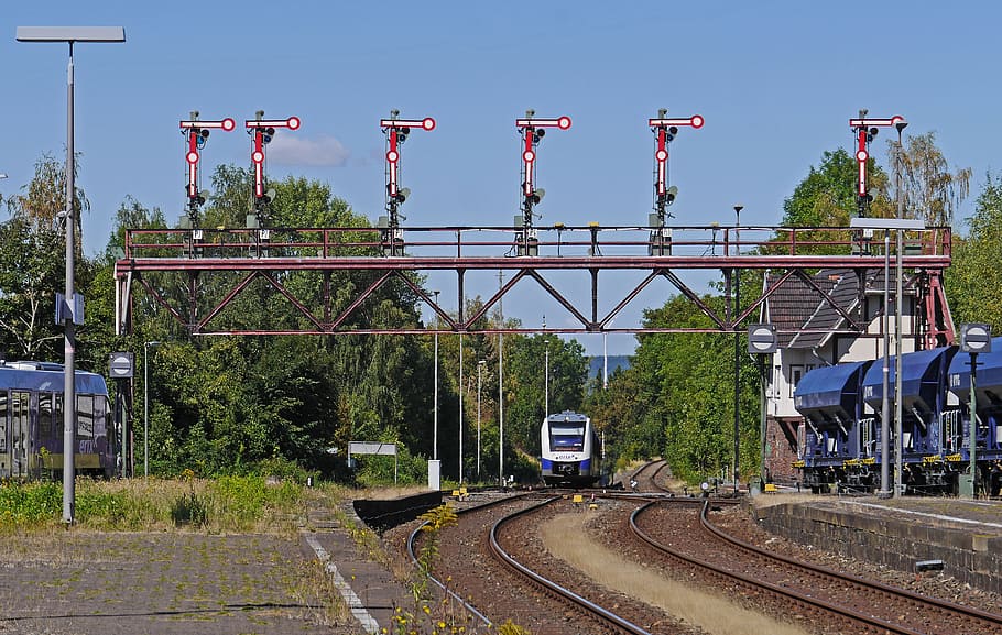 Railway Station, Bad Harzburg, Gantry, historic preservation, HD wallpaper
