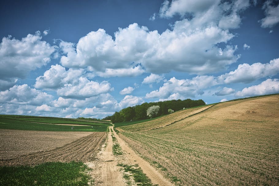 landscape, sky, spring, clouds, nature, poland, view, field HD wallpaper