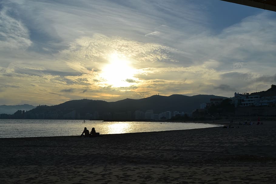 beach, landscape, sunset, sea, sky, water, cloud - sky, beauty in nature HD wallpaper
