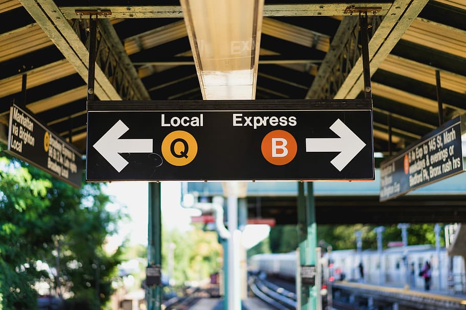 Local and Express station signage, Local and Express hanging sign, HD wallpaper