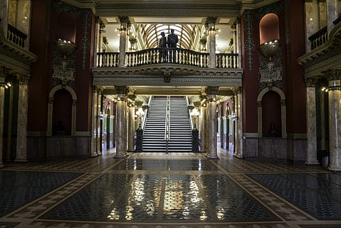 Main Hall in the Capital building in Helena, architecture, lighted HD wallpaper