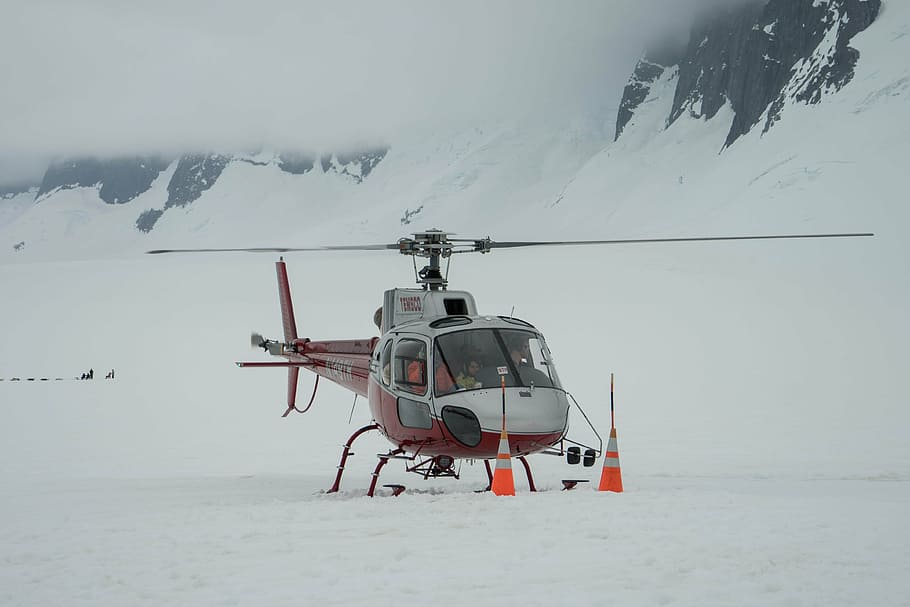 helicopter, alaska, mendenhall glacier, snow, cold temperature, HD wallpaper
