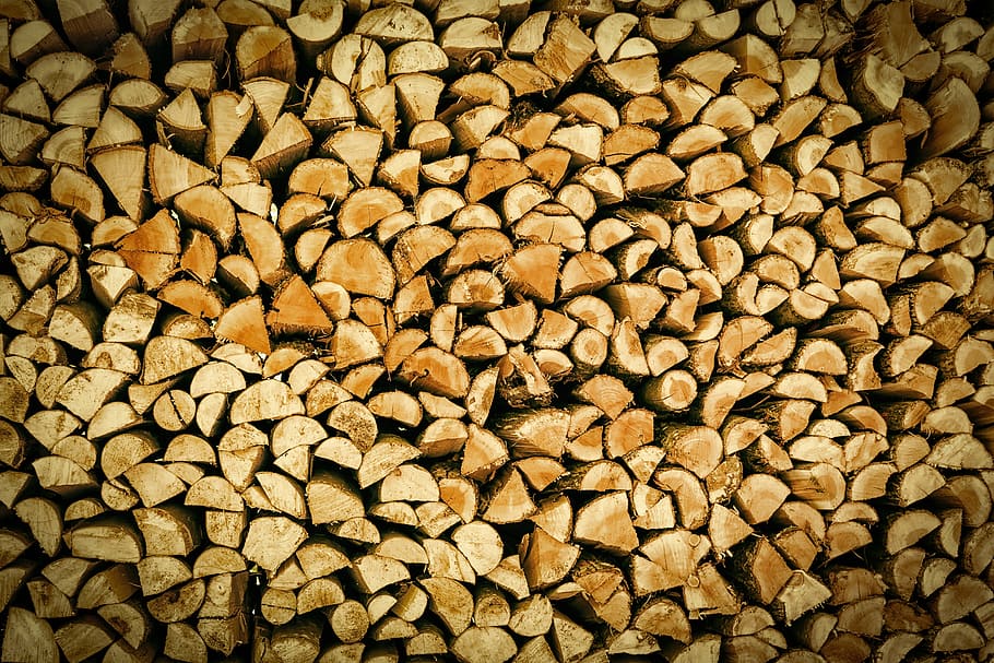 pile of firewoods, stack, stock, combs thread cutting, forest, HD wallpaper