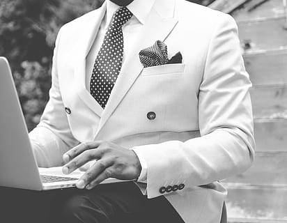white formal attire, suit, man, dapper, work, male, business HD wallpaper