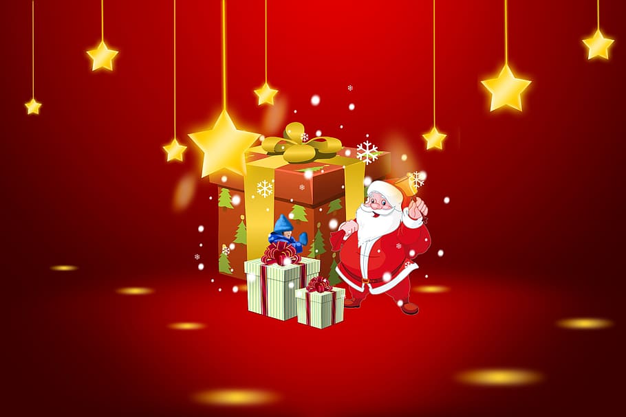 Hd Wallpaper Santa Claus Beside Gift Boxes Digital Wallpaper Xmas Christmas Wallpaper Flare