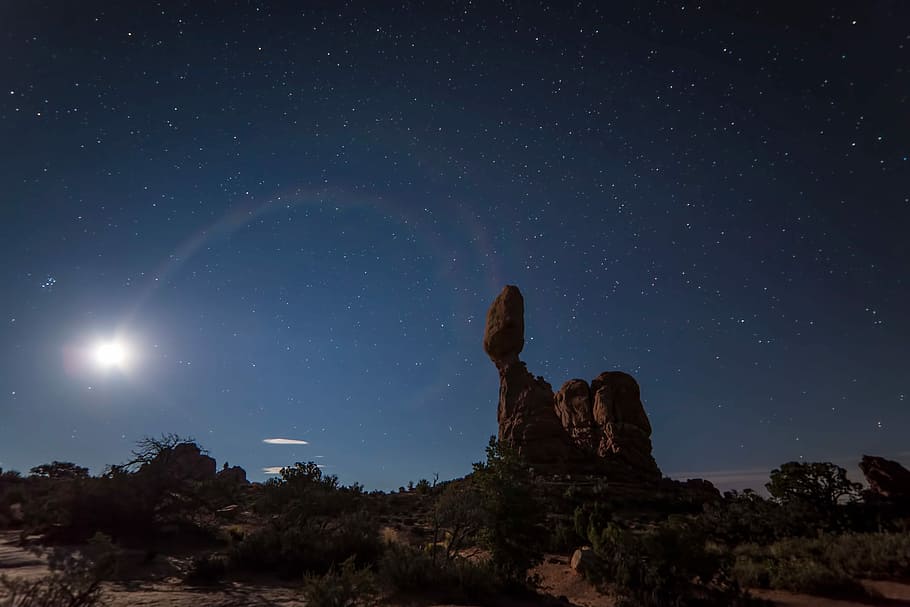 landscape shot of rock mountain under clear sky during daytime HD wallpaper
