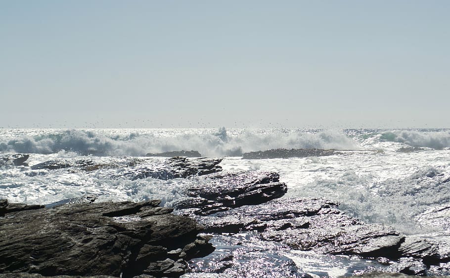 sea, ocean, waves, rocks, costa, nature, water, coastline, weather HD wallpaper