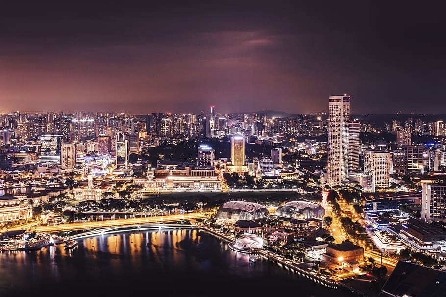 city, dark, night, sky, architecture, buildings, infrastructure HD wallpaper