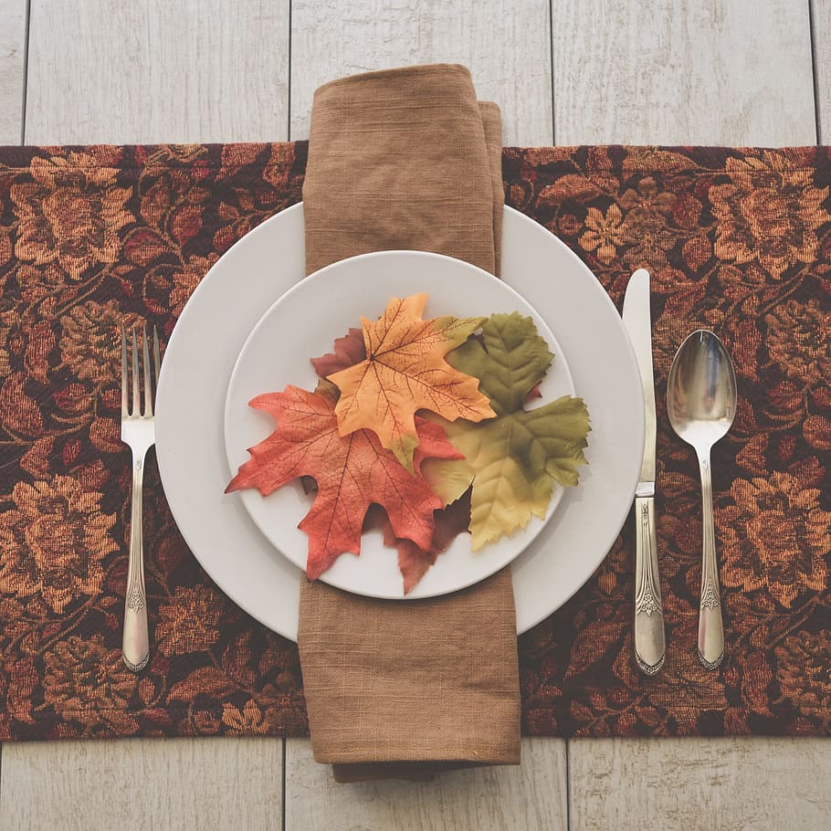 fall table, table setting, fall colors, place setting, from above HD wallpaper