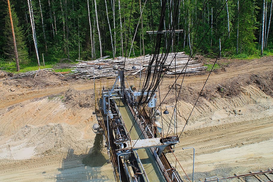 career development, quarry, sand, land, forest, tree, nature HD wallpaper
