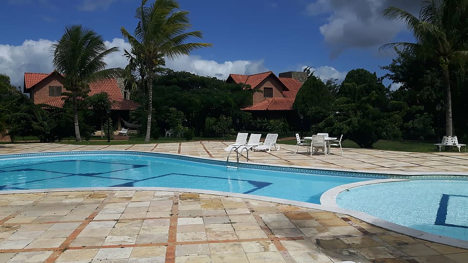 cottage, pool, leisure, swimming Pool, tourist Resort, summer HD wallpaper