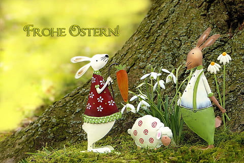 Hd Wallpaper Frohe Ostern And Three Bunny Ears Illustration Happy Easter Wallpaper Flare