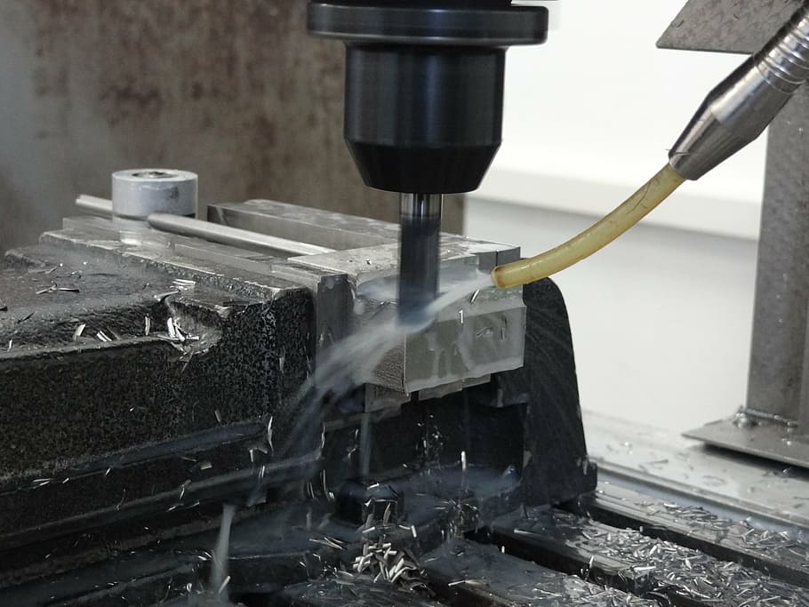 water splashing on machine, drilling, milling, machining, chips HD wallpaper