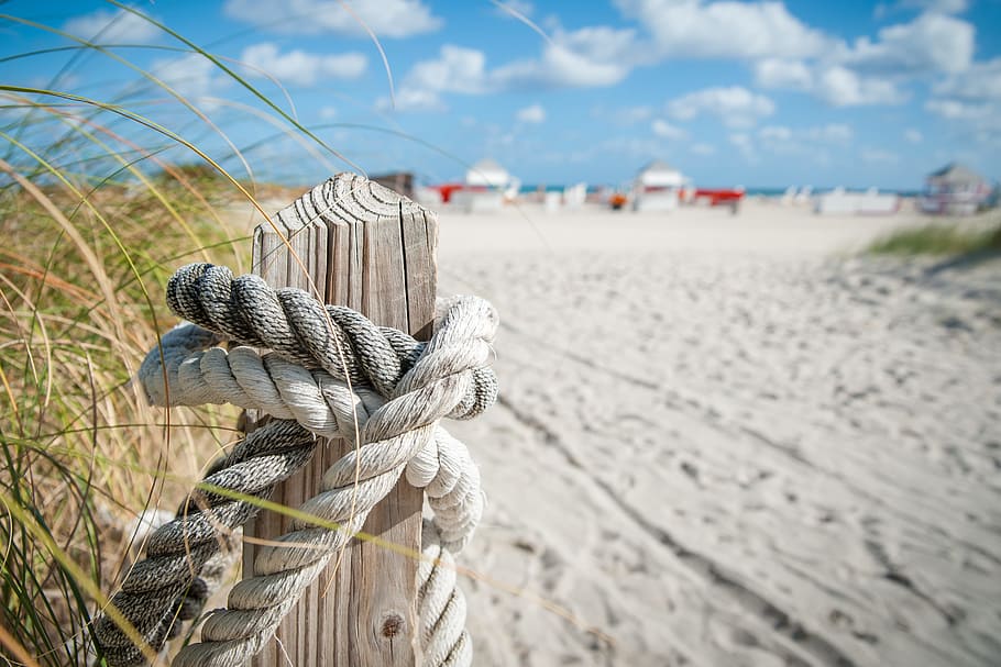 Close Up Photo of White Rope on Brown Wood, beach, landscape HD wallpaper