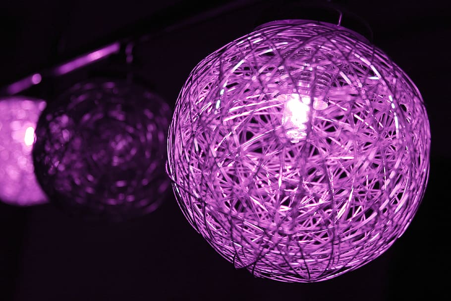 Decoration, Ball, Violet, Light, illumination, round, purple HD wallpaper