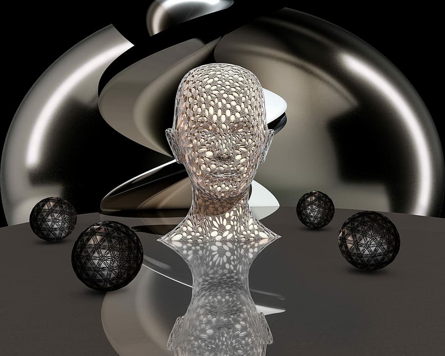 reflection, shiny, networked, artwork, sculpture, structure HD wallpaper
