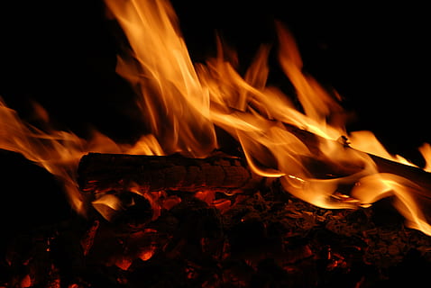 campfire, dark, hot, orange, warm, heat - temperature, flame HD wallpaper
