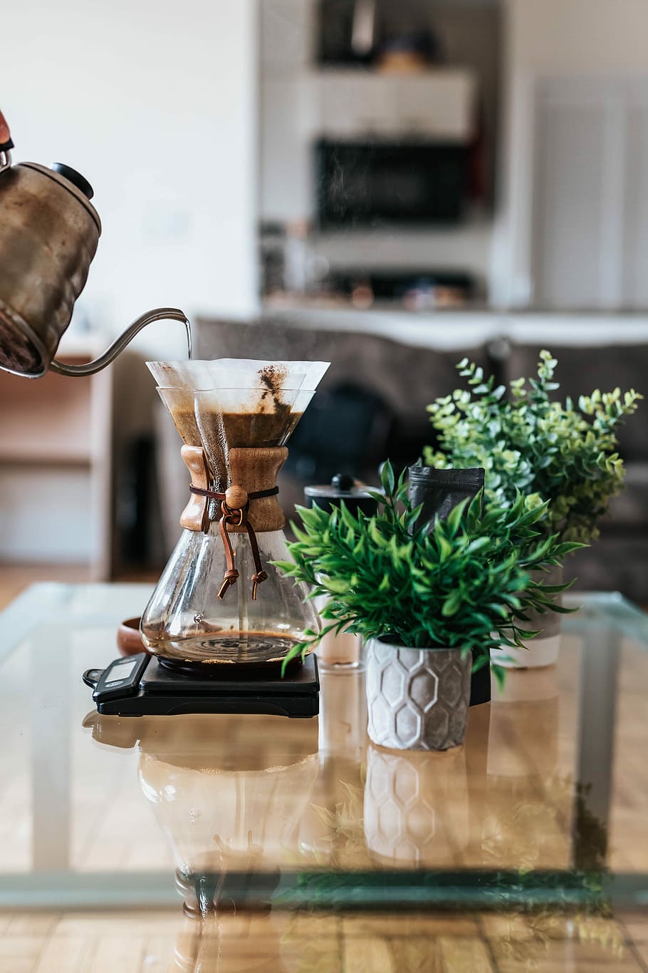 person pouring coffee ion jar, person pouring hot water on white coffee filter HD wallpaper