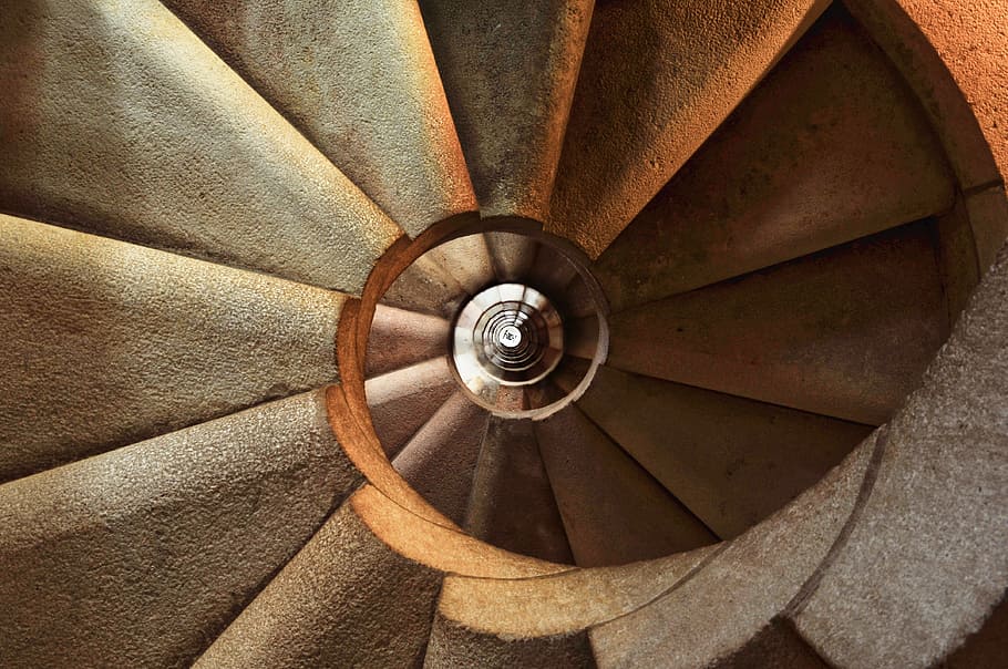 building, steps, architecture, interior, circular, geometric HD wallpaper