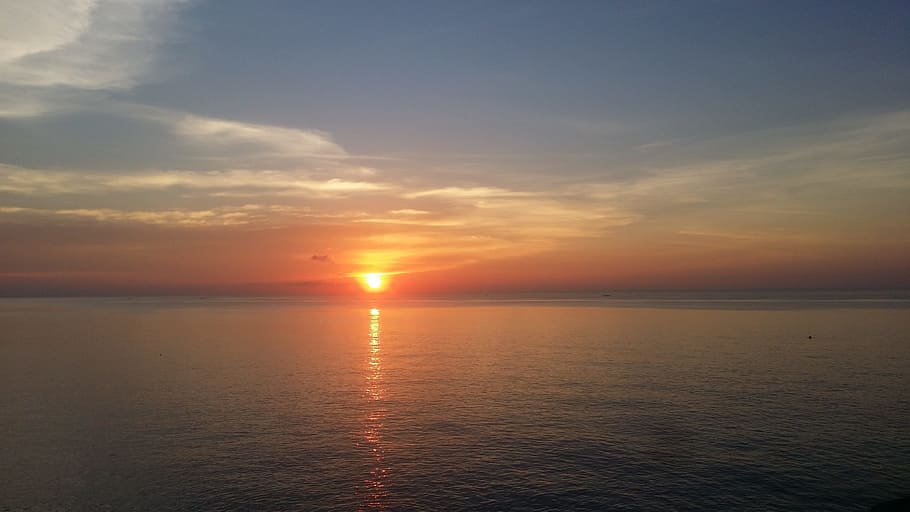 Sunset, Horizon, Sea, scenics, beauty in nature, tranquility HD wallpaper