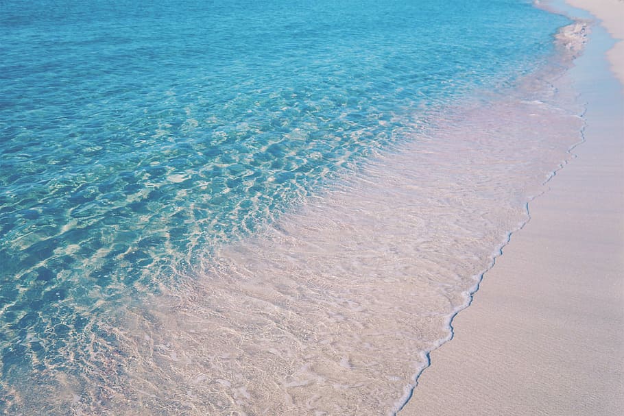 aerial view of bodies of water near seashore, beach, sand, nature HD wallpaper