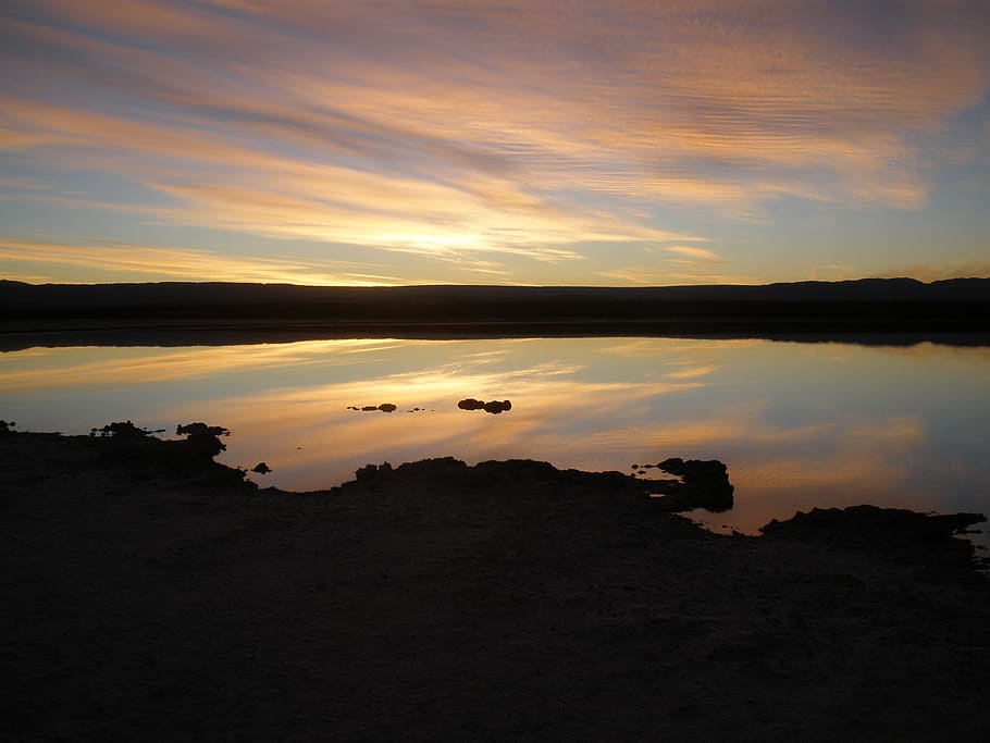 lake, sky, clouds, color, reflection, dawn, nature, scenics - nature HD wallpaper