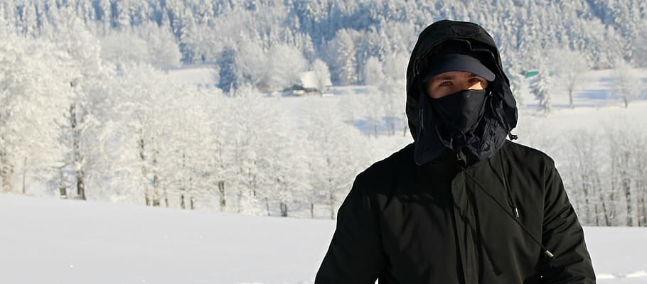boy, winter, black, snow, white, friend, red, frost, dark, background HD wallpaper