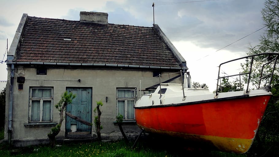 house, spring, boat, the window, the door, the roof of the HD wallpaper