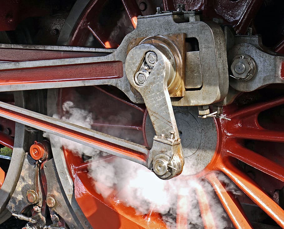close-up photography of gray train part, Steam Locomotive, Blowing