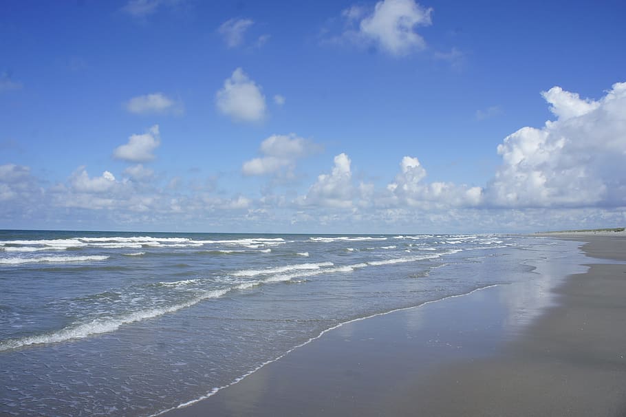 Beach, Wave, North Sea, nature, sky, beauty in nature, tranquility HD wallpaper