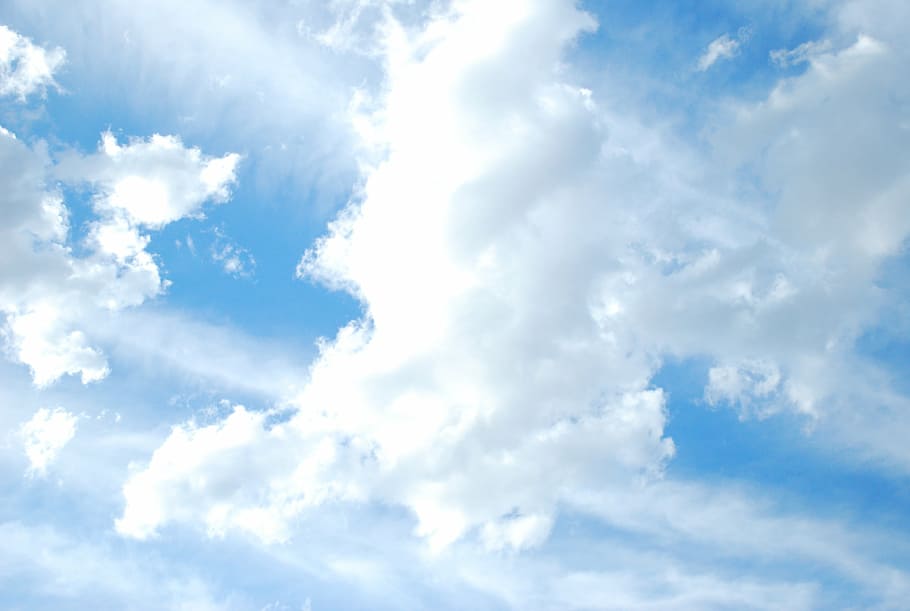 comulus clouds, sky, sky clouds, blue, white, air, clear, nature HD wallpaper
