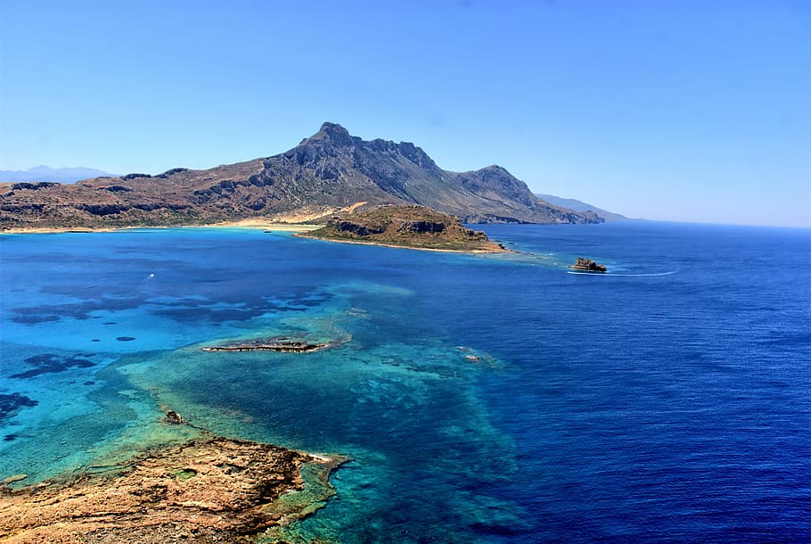 landscape photography of mountain, greece, crete, balos, beach, HD wallpaper