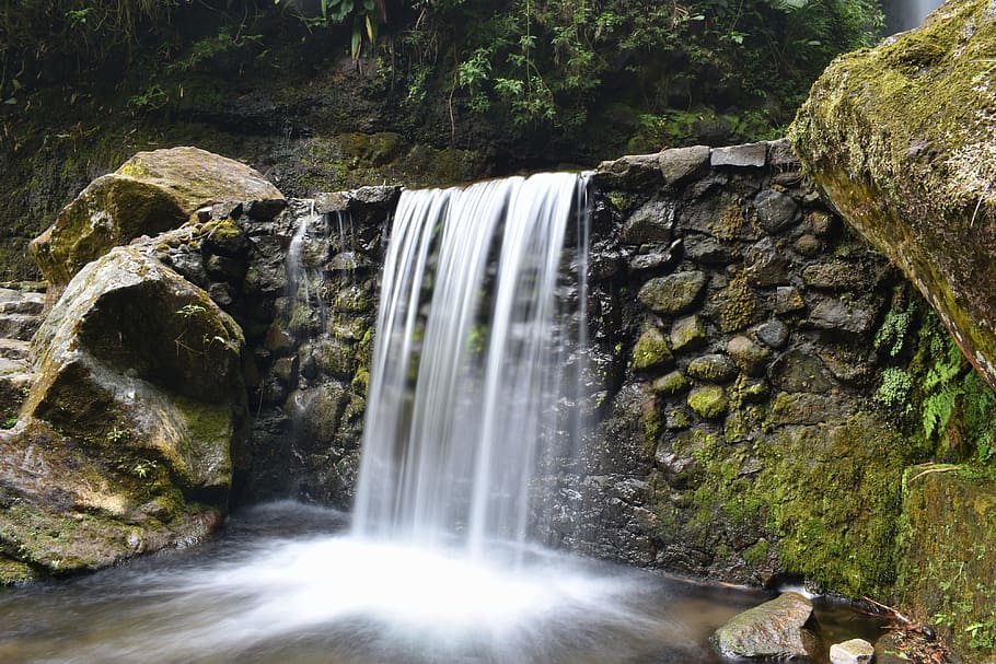 waterfall, cascade, landscape, nature, stream, outdoor, forest HD wallpaper