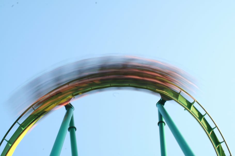 timelapse photo of roller coaster, rollercoaster, fast, blur HD wallpaper