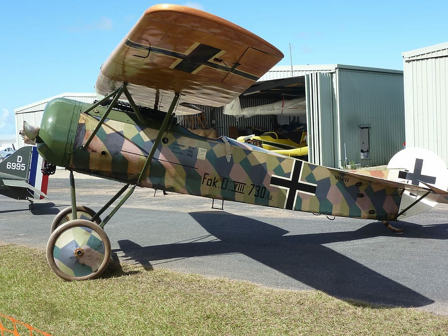airplane, military, antique, replica, ww1, german, fokker d-8