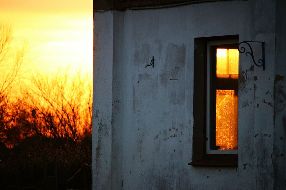 Window, Sun, Sunset, Building, Facade, mirroring, light, abendstimmung HD wallpaper