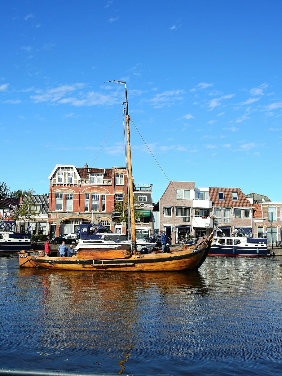ship, boot, sailing boat, water, sea, lake, north sea, city HD wallpaper